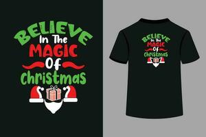 glauben im das Magie von Weihnachten T-Shirt Design vektor