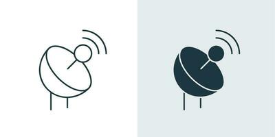 Geographisches Positionierungs System oder W-lan Antenne Symbol Vektor. Satellit Gericht Empfänger und Gericht Antenne Linie Zeichnung Illustration vektor