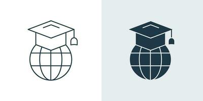 global Bildung Symbol Vektor, Abschluss Hut mit Handschuh Linie Symbol Illustration vektor