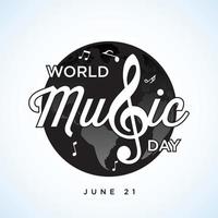 Happy World Music Day Feier Hand zeichnen Typografie - Vektor