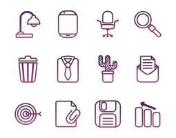 Bündel von Office Set Line Style Icons vektor