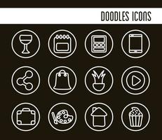 Bündel von Doodle-Set-Icons vektor