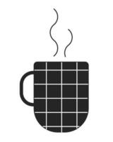 varm dryck i kaffekopp platt svartvit isolerat vektor objekt. doftande dryck. redigerbar svart och vit linje konst teckning. enkel översikt fläck illustration för webb grafisk design