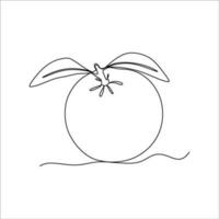 kontinuerlig linje teckning av orange frukt vektor