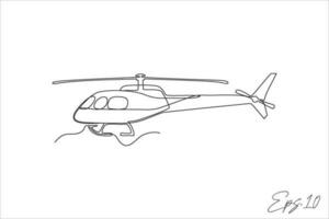 helikopter flygplan kontinuerlig linje vektor illustration