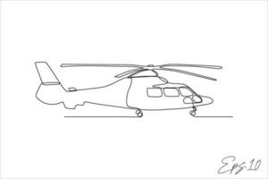 Hubschrauber Flugzeug kontinuierlich Linie Vektor Illustration