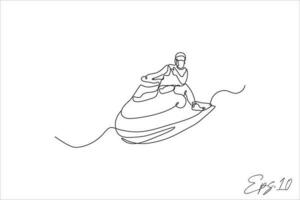 kontinuierlich Linie Vektor Illustration von Menschen Reiten Jet Ski Motor- Boote