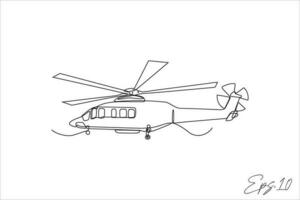Hubschrauber Flugzeug kontinuierlich Linie Vektor Illustration