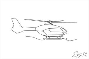 helikopter flygplan kontinuerlig linje vektor illustration