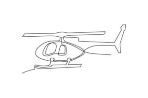 helikopter kontinuerlig linje konst teckning vektor