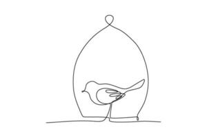 kontinuierlich Linie Vektor Illustration von ein Vogel auf ein hängend Barsch