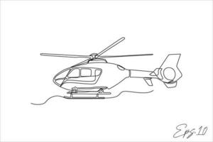 Hubschrauber Flugzeug kontinuierlich Linie Vektor Illustration