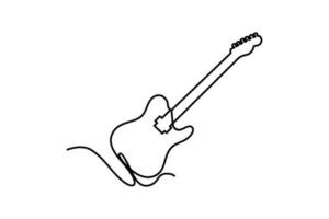 elektrisk gitarr kontinuerlig linje konst teckning vektor