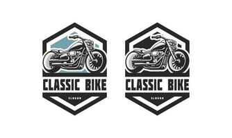 motorcykel klubb logotyp design vektor. motorcykel logotyp illustration isolerat. vektor