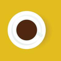 Kaffee Tasse mit Nahansicht oben Aussicht auf Gelb Hintergrund vektor
