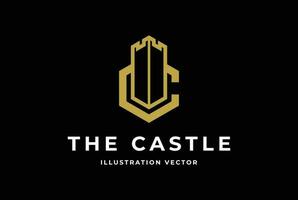 gyllene geometrisk första brev c för slott ikon symbol illustration vektor