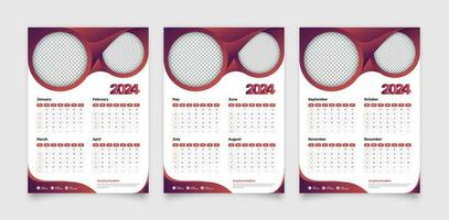 en modern abstrakt lutning Färg designad vägg kalender för 2024, med fyra månader och datum featured på varje sida vektor