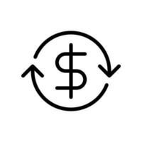 dollar transaktion, dollar överföra ikon i linje stil design isolerat på vit bakgrund. redigerbar stroke. vektor