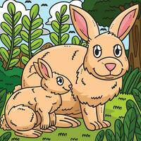 Mutter Hase Baby Hase farbig Karikatur vektor