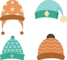 vinter- hatt ikon uppsättning. platt uppsättning av vinter- huvudbonader vektor ikoner för webb design. vektor illustration.
