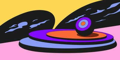 psychedelisch retro Kunst. inspirierend retro Poster mit geometrisch Elemente, retro Palette. vektor
