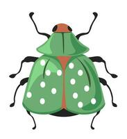 Fehler oder Käfer mit Grün Körper und Punkte Muster vektor