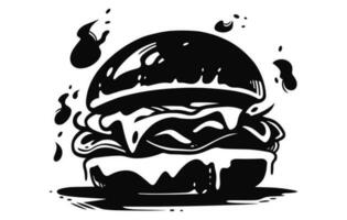utegrill burger vektor, burger platt illustration, utegrill burger vektor silhuett