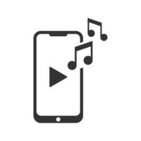 Vektor Illustration von abspielen Musik- auf Smartphones Symbol im dunkel Farbe und Weiß Hintergrund