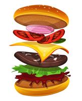 Fast Food Burger Icon med ingredienser lager