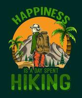 lycka är en dag använt vandring vektor utomhus- äventyr t-shirt design