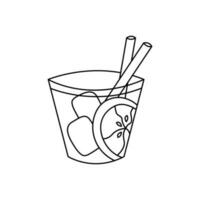 Sommer- Cocktail Gekritzel. Cocktail mit Zitrone Scheibe und Eis im Glas mit ein Stroh. Sommer- trinken. Hand gezeichnet Illustration isoliert auf Weiß Hintergrund. vektor