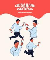 indonesien oberoende dag vektor illustration uppsättning