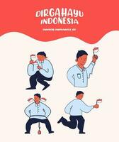 indonesien oberoende dag vektor illustration uppsättning