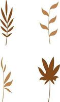boho löv, grenar, kvistar. samling av botanisk Hem vägg konst dekor boho element isolerat på vit bakgrund. löv design bunt vektor