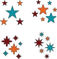 retro glänzend Sterne, Starburst und retro futuristisch Grafik Ornamente zum Dekoration. Illustration Vektor