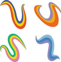 psychedelic regnbåge. hand dragen Färg vektor illustration uppsättning. klotter regnbåge tecknad serie, färgrik grafik samling