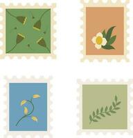 Porto Briefmarke klassisch Blume . Spaß Porto Briefmarke Vektor Designs zum mit auf Umschläge. Mail und Post Büro Konzept.