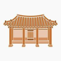 editierbar Vorderseite Aussicht traditionell Hanok Koreanisch Haus Gebäude Vektor Illustration im eben einfarbig Stil zum Kunstwerk Element von orientalisch Geschichte und Kultur verbunden Design