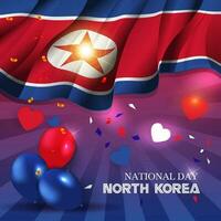 Norden Korea National Tag Gruß Banner mit winken National Flagge Hintergrund vektor