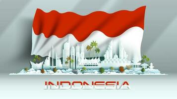 Unabhängigkeit Jahrestag Feier National Tag im Indonesien Flagge Hintergrund. vektor