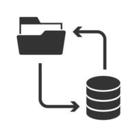 Vektor Illustration von Mappe zu Datenbank Symbol im dunkel Farbe und Weiß Hintergrund