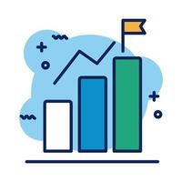 statistikfält och flagga detalj stilikon vektor