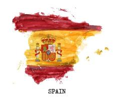 Spanien-Flagge-Aquarell-Malerei-Design. Landkartenform. vektor