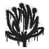 spray målad graffiti blomma ikon sprutas isolerat med en vit bakgrund. graffiti blomma gren symbol med över spray i svart över vit. vektor