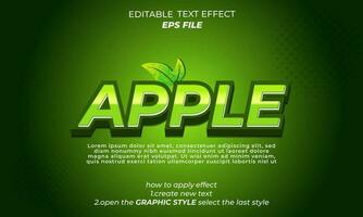 Apfel Text Wirkung, Typografie, 3d Text. Vektor Vorlage