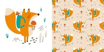 süß Fuchs. Design können Sein benutzt zum T-Shirt, Gruß Karte, Baby Dusche. Vektor Illustration.