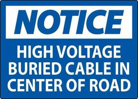 beachten Zeichen hoch Stromspannung begraben Kabel im Center von Straße vektor