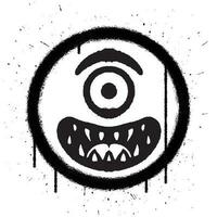 Vektor Graffiti sprühen Farbe Lächeln Gesicht Zyklop Emoticon auf Weiß Hintergrund Vektor Illustration