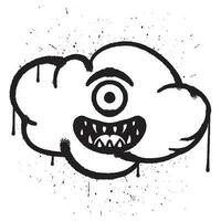 Vektor Graffiti sprühen Farbe Lächeln Wolke Zyklop Charakter isoliert Vektor Illustration