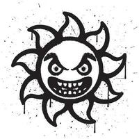 graffiti spray måla leende Sol karaktär i vektor illustration